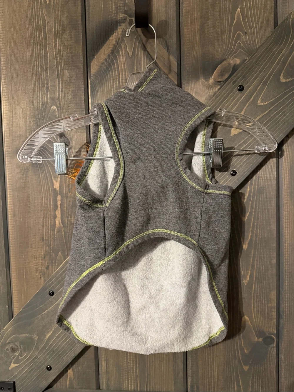Mommy's Little Monster Hooded Toddler Vest - Gray with Orange & Green Medium
